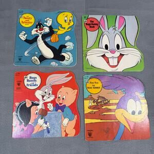Golden Press 4 Shape Books 1977 Vintage Looney Tunes Bugs Bunny Road Runner